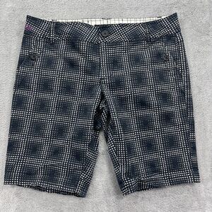 Volcom Chino Shorts Girls 7 Blue White Crescent Golf Blue Black Flat Front